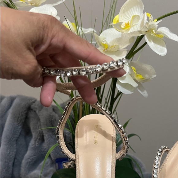 PrettyLittleThing Nude Sparkling Rhinestone Heels NWT - Picture 2 of 4
